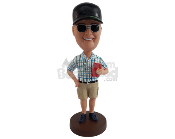 Custom Bobblehead Nice guy holding a book with on hnd on the hip - Leisure & Casual Casual Males Personalized Bobblehead & Action Figure Custom Bobblehead Nice guy holding a book with on hnd on the hip - Leisure & Casual Casual Males Personalized Bobblehead & Action Figure